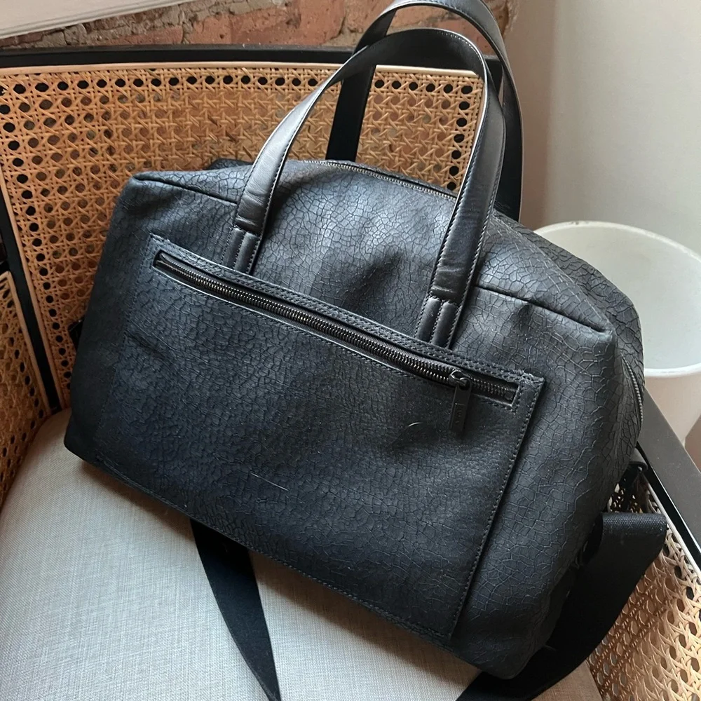 Away Black Leather Everywhere Travel Bag - rare croc skin texture - Picture 2 of 9